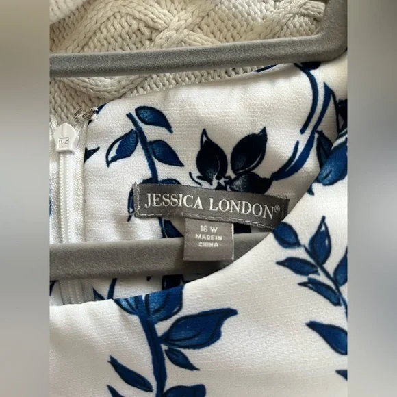 Jessica London Floral Sleeveless Dress - White and Blue Women’s Size 16W - Picture 2 of 16